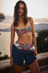 Haut de maillot de bain Nova imprimé Liberty rose et bordeaux