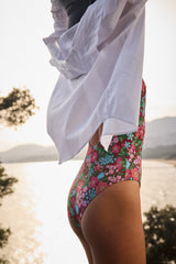 Maillot de bain Emy imprimé Liberty rose et bordeaux