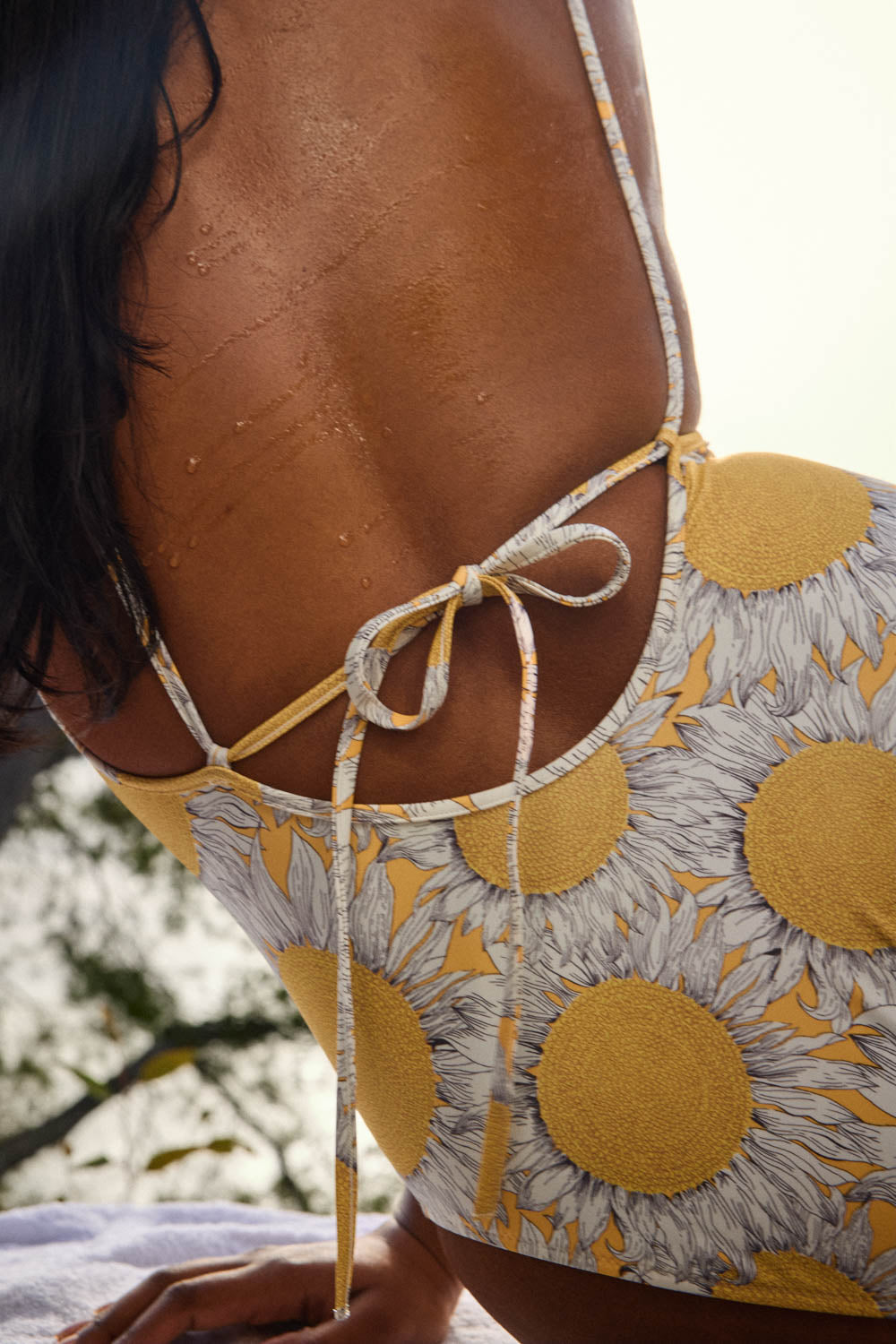 Maillot de bain Aline imprimé Tournesols jaune