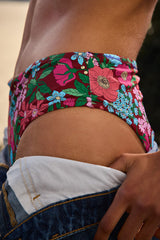 Bas de maillot de bain Aurelia imprimé Liberty rose et bordeaux