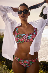 Bas de maillot de bain Fabiola imprimé Liberty rose et bordeaux