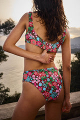 Haut de maillot de bain Nova imprimé Liberty rose et bordeaux