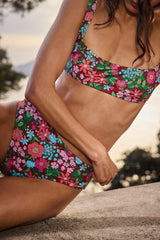 Haut de maillot de bain Nova imprimé Liberty rose et bordeaux