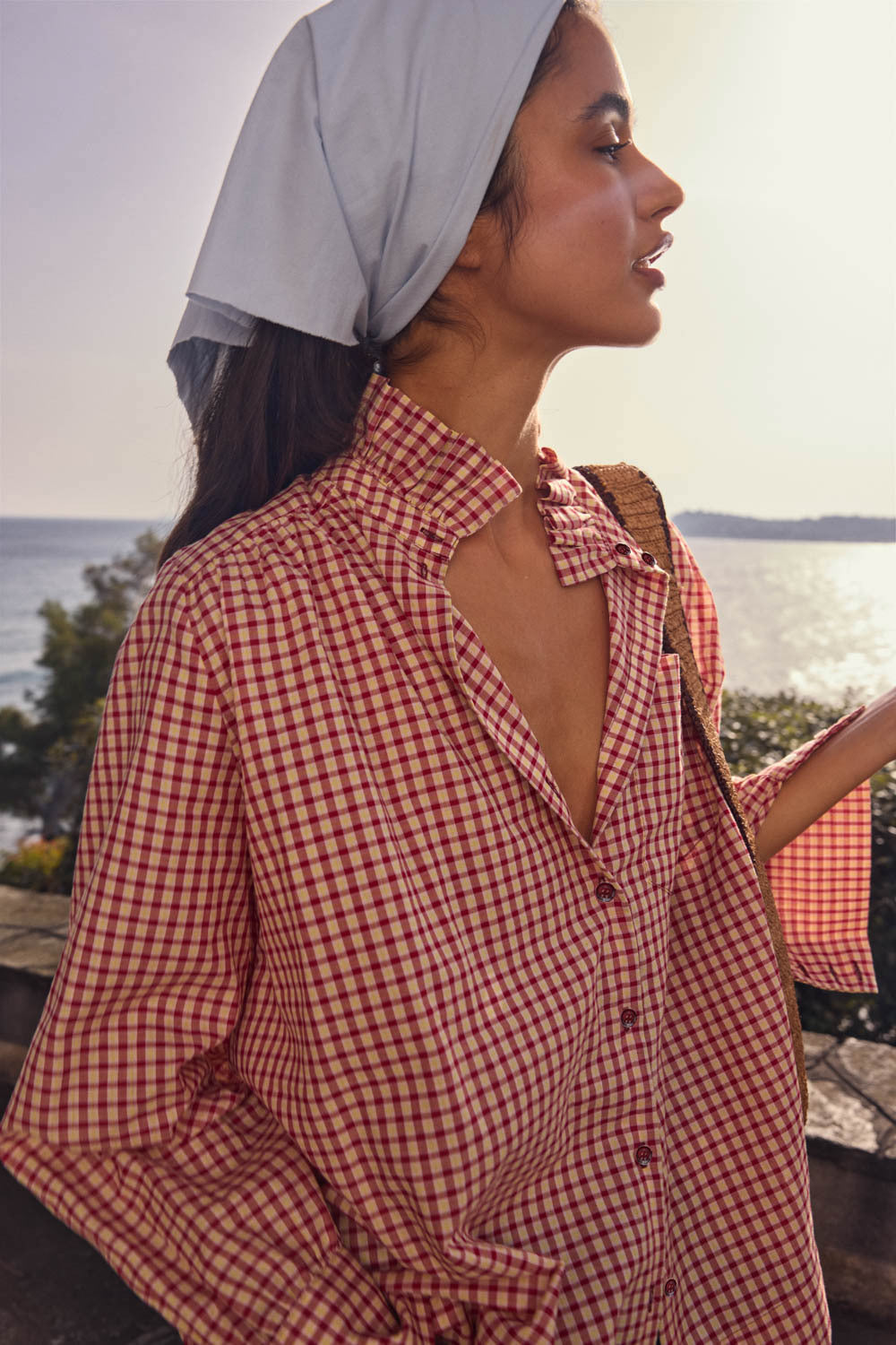Chemise Leonor vichy rouge et jaune