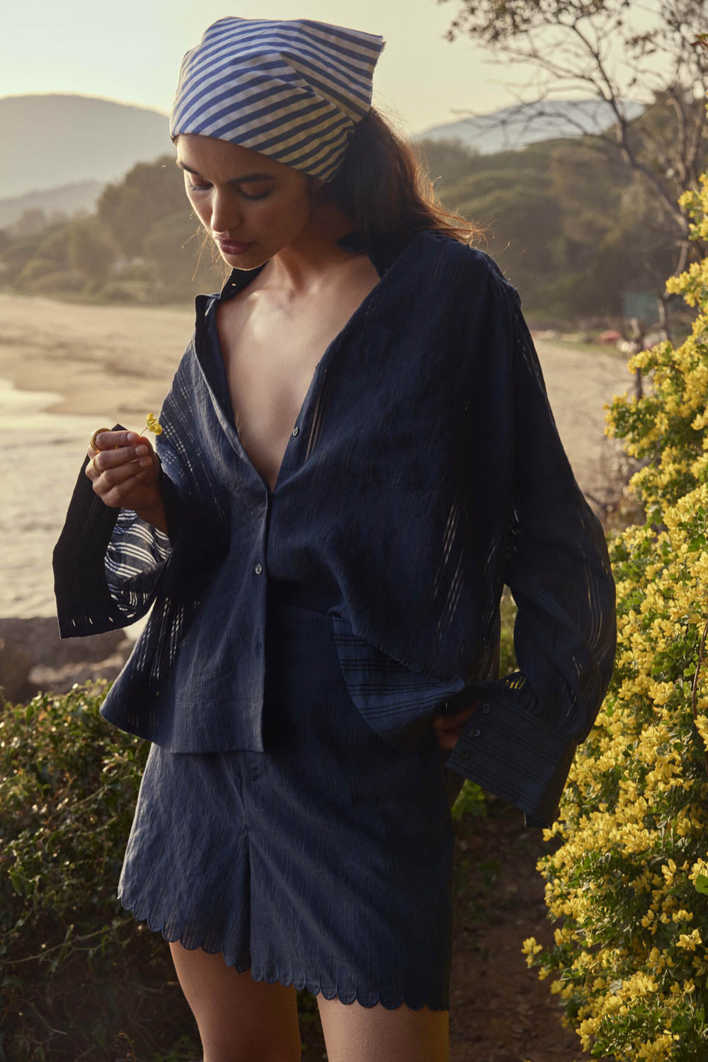Chemise Leonor marine texturé
