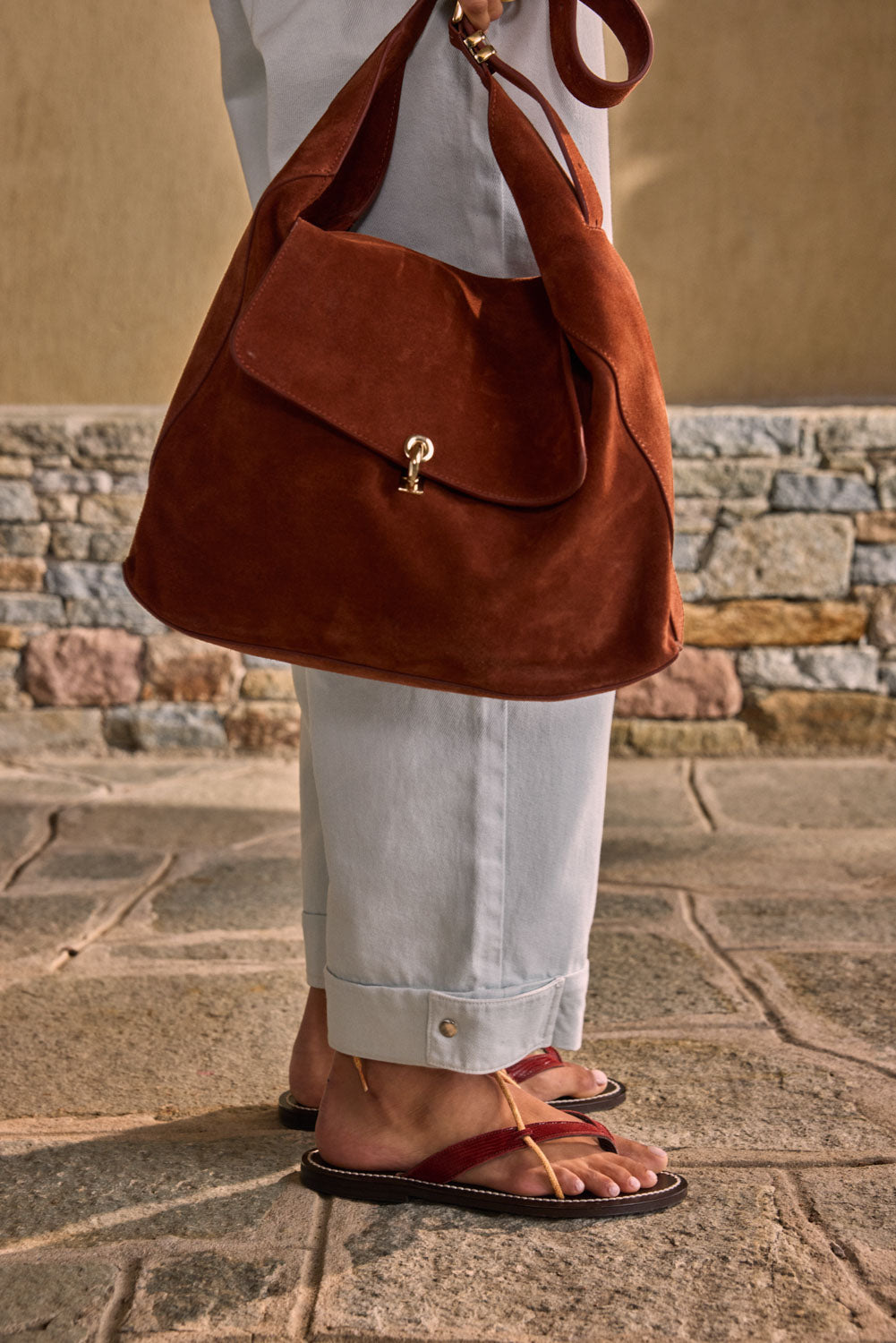 Sac Gala croûte de cuir brique