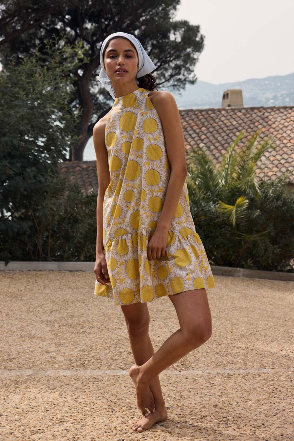 Robe Elisabeth imprimé Liberty tournesols jaune