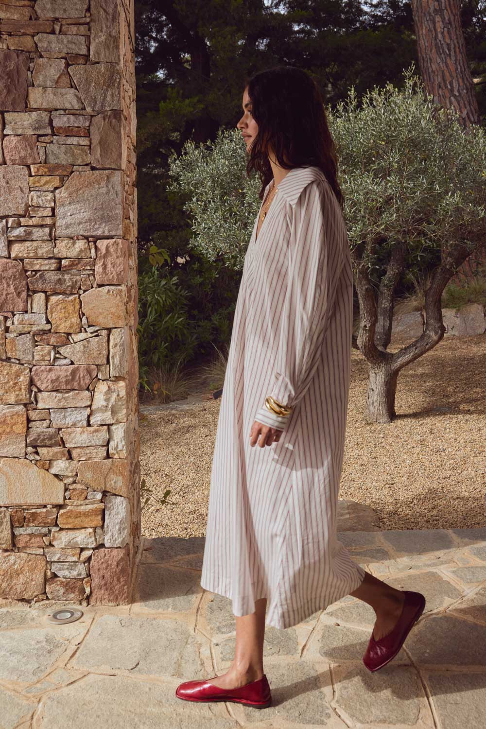 Robe Segolene rayures rouge fond blanc
