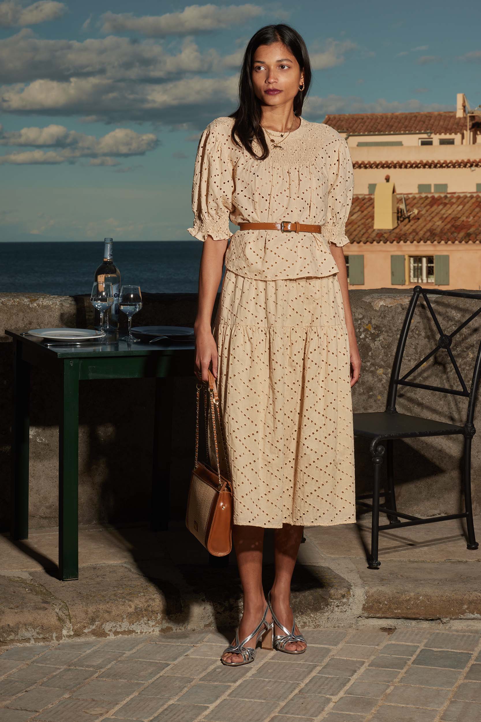 Jupe Gaby broderie anglaise beige