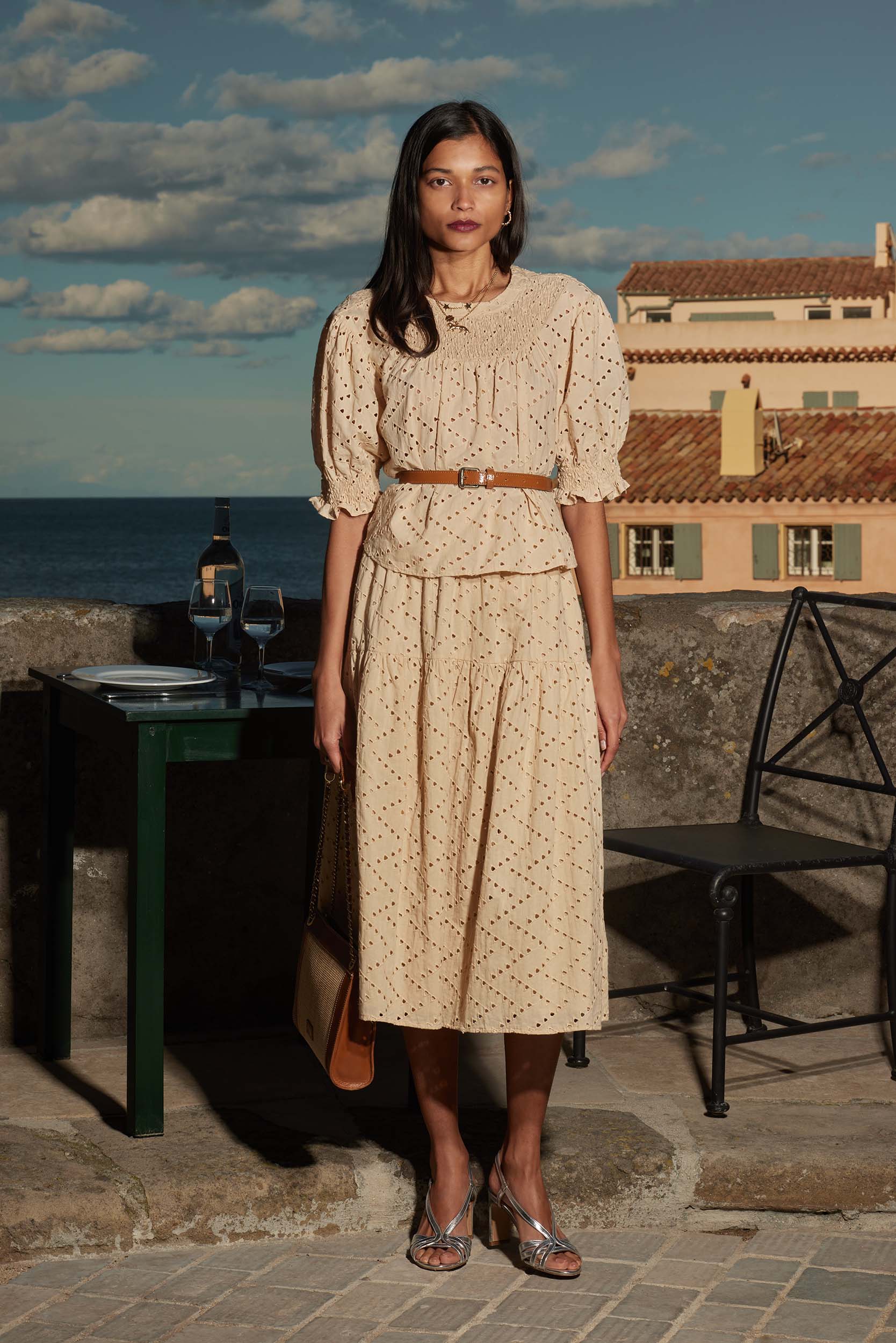 Jupe Gaby broderie anglaise beige