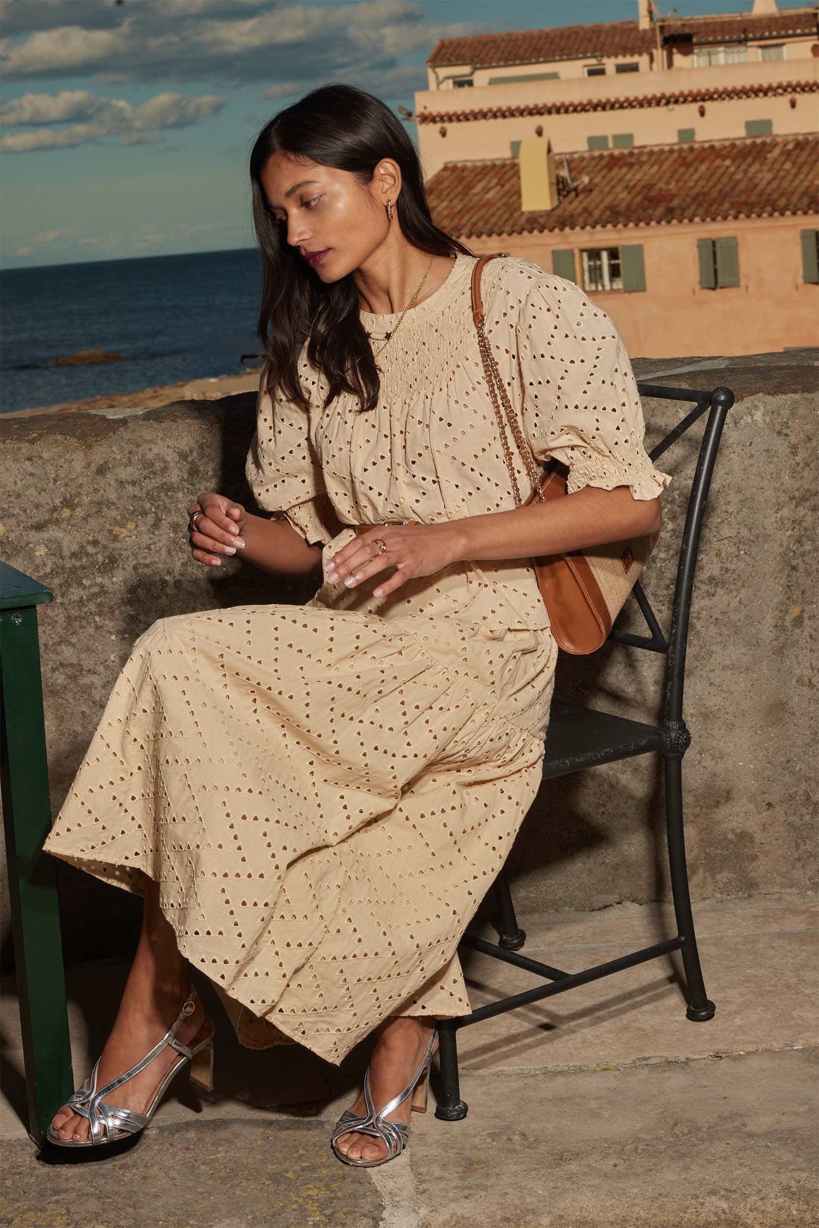 Jupe Gaby broderie anglaise beige
