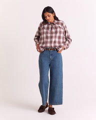 Blouse Zoelie tartan rouge et beige