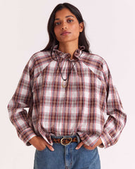 Blouse Zoelie tartan rouge et beige