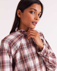 Blouse Zoelie tartan rouge et beige