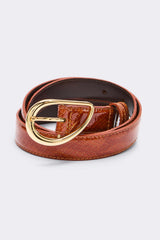 Ceinture Basma vernis embossé camel