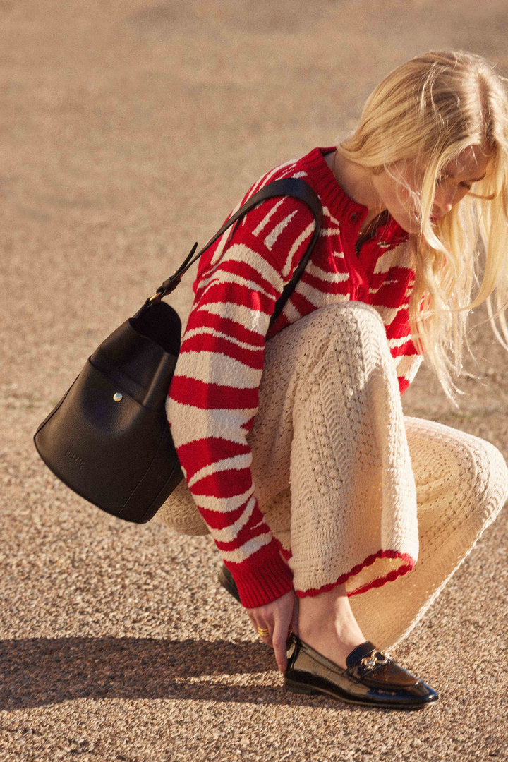 Cardigan Giboulé rouge et écru