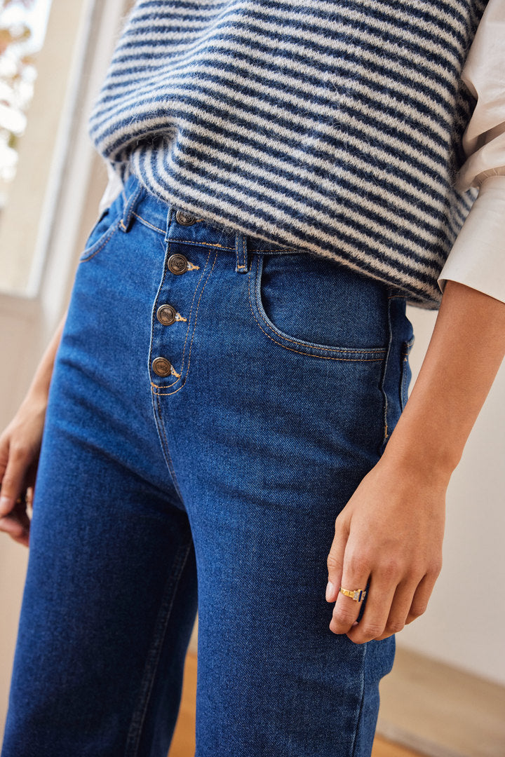 Pull Blason rayures bleu et blanc