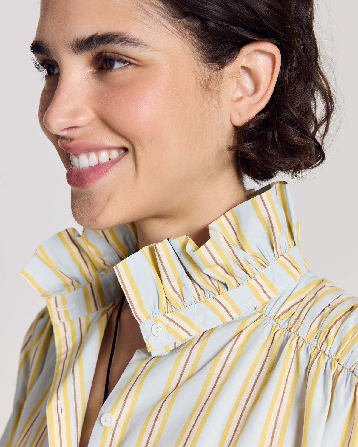 Chemise Leonor rayures bleu et jaune