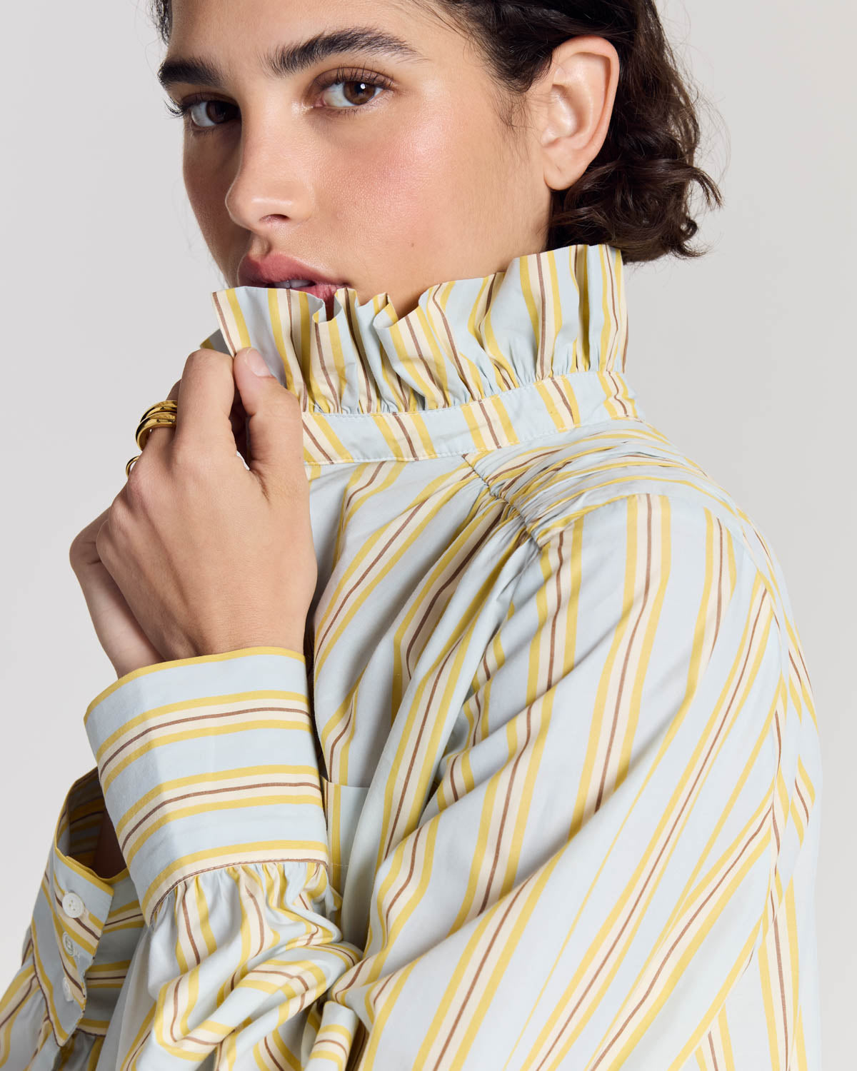 Chemise Leonor rayures bleu et jaune