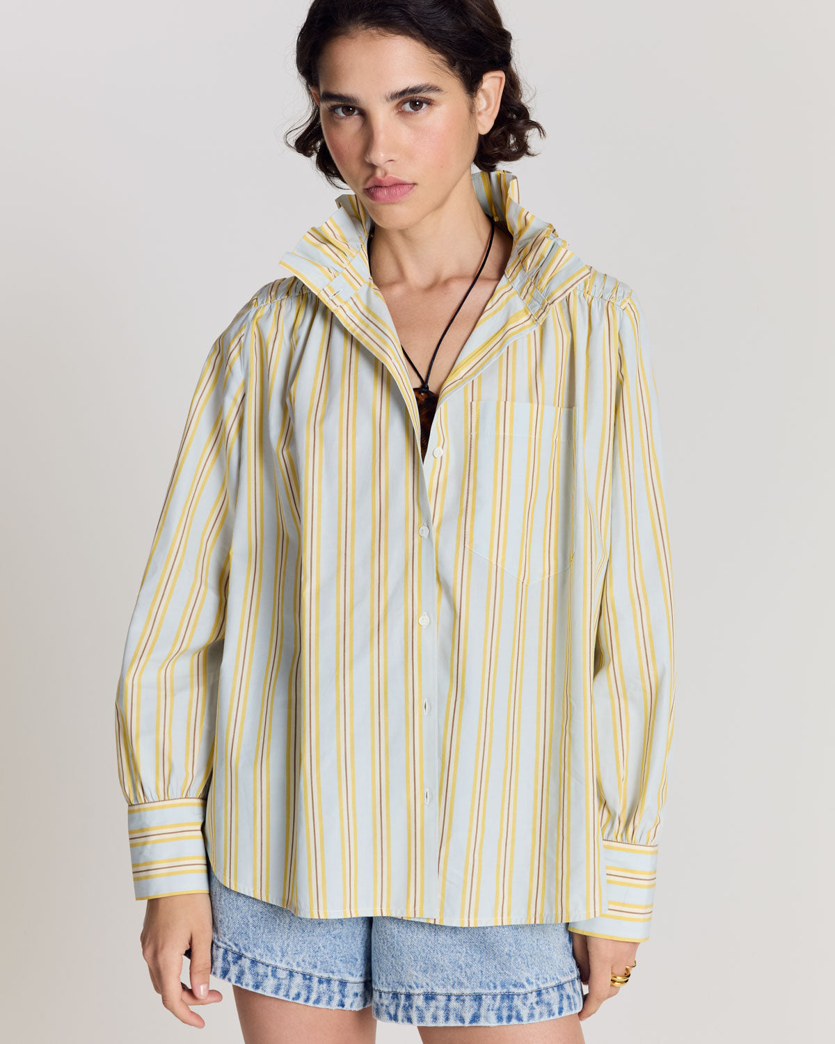 Chemise Leonor rayures bleu et jaune