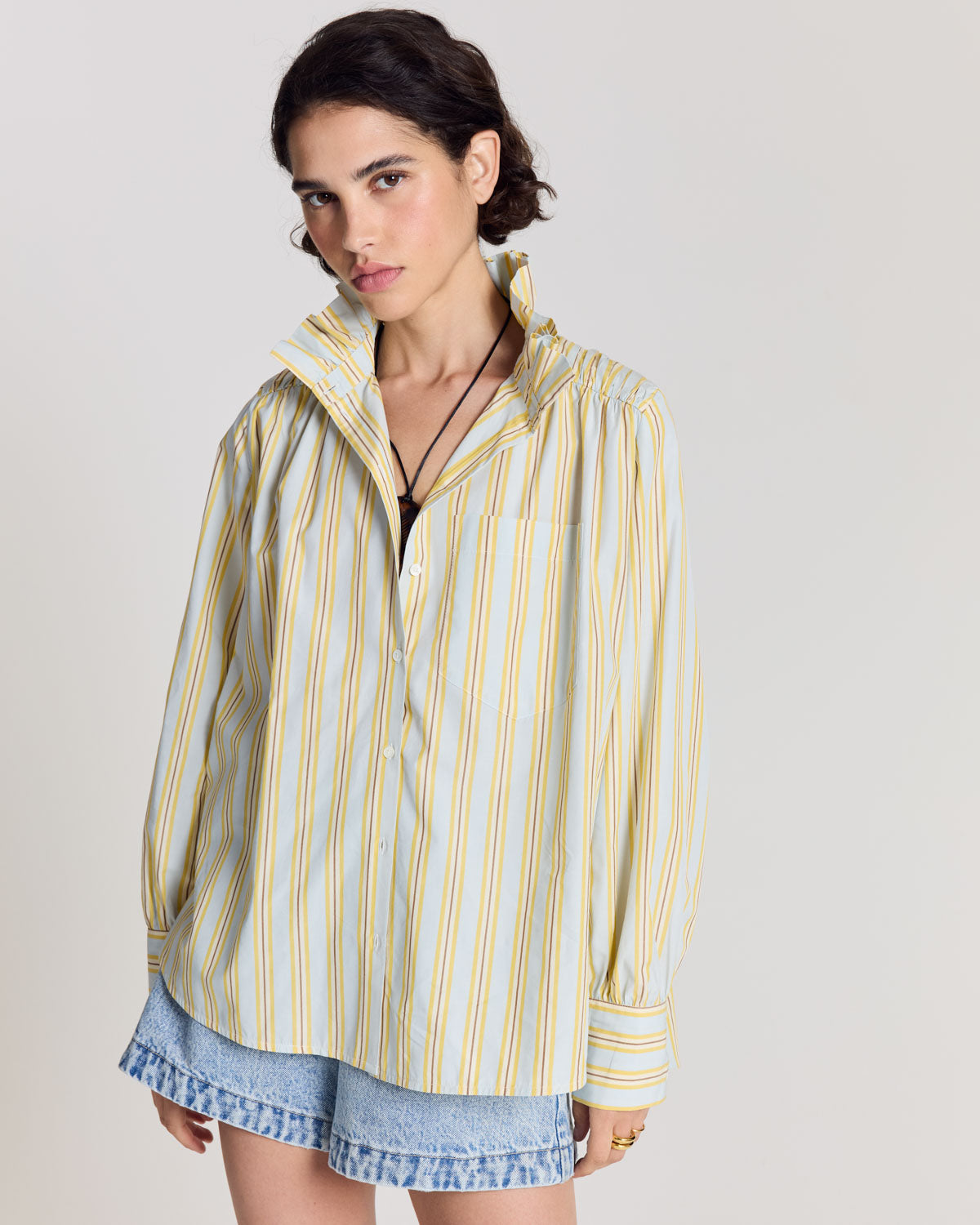 Chemise Leonor rayures bleu et jaune
