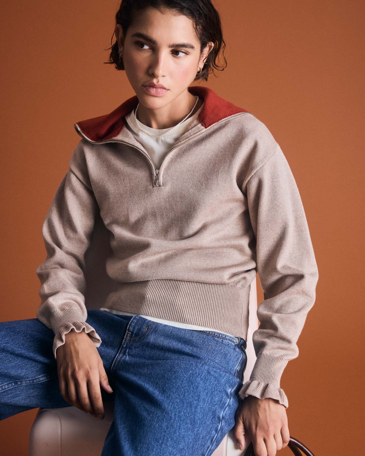 Pull Lila beige et rouille