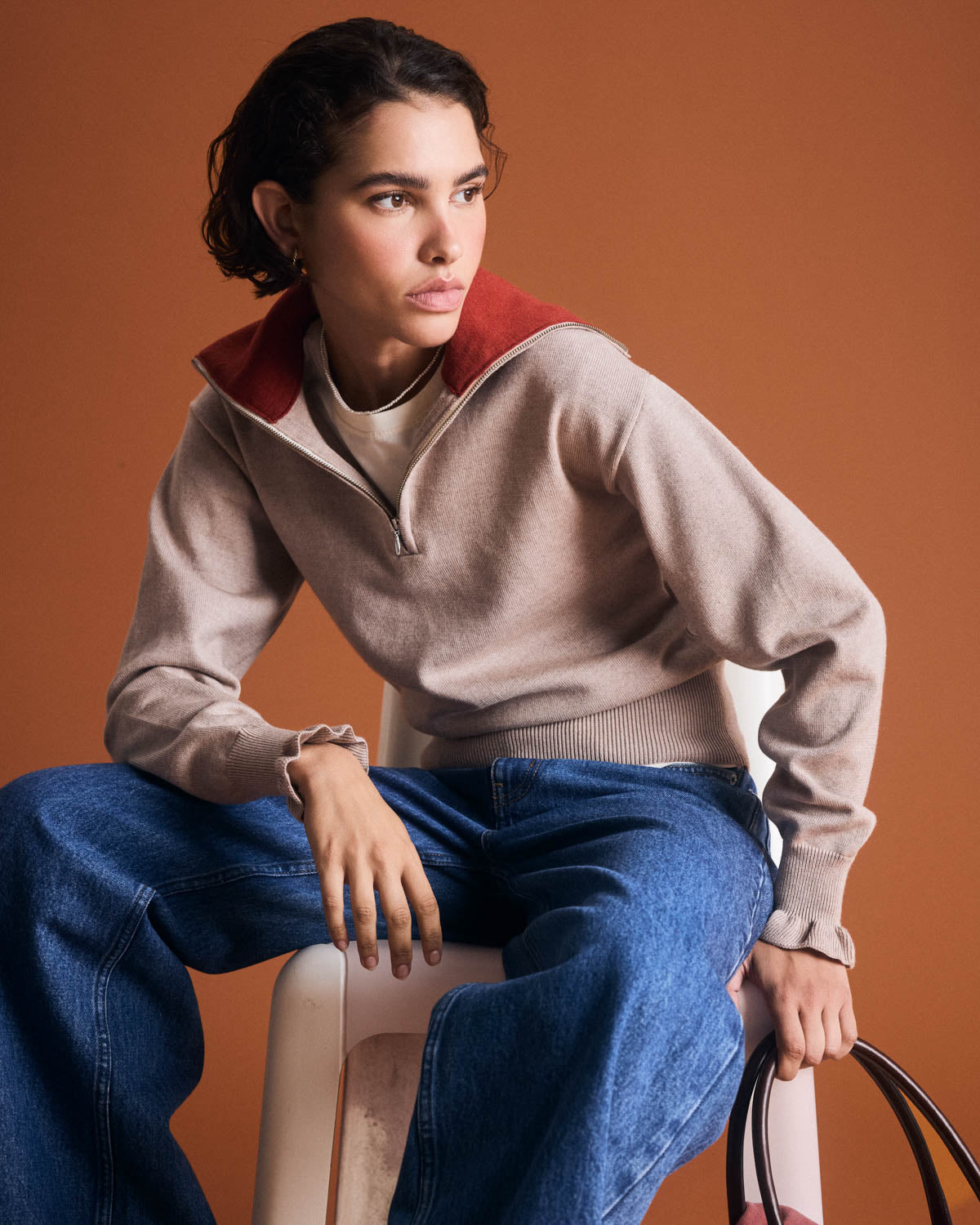Pull Lila beige et rouille