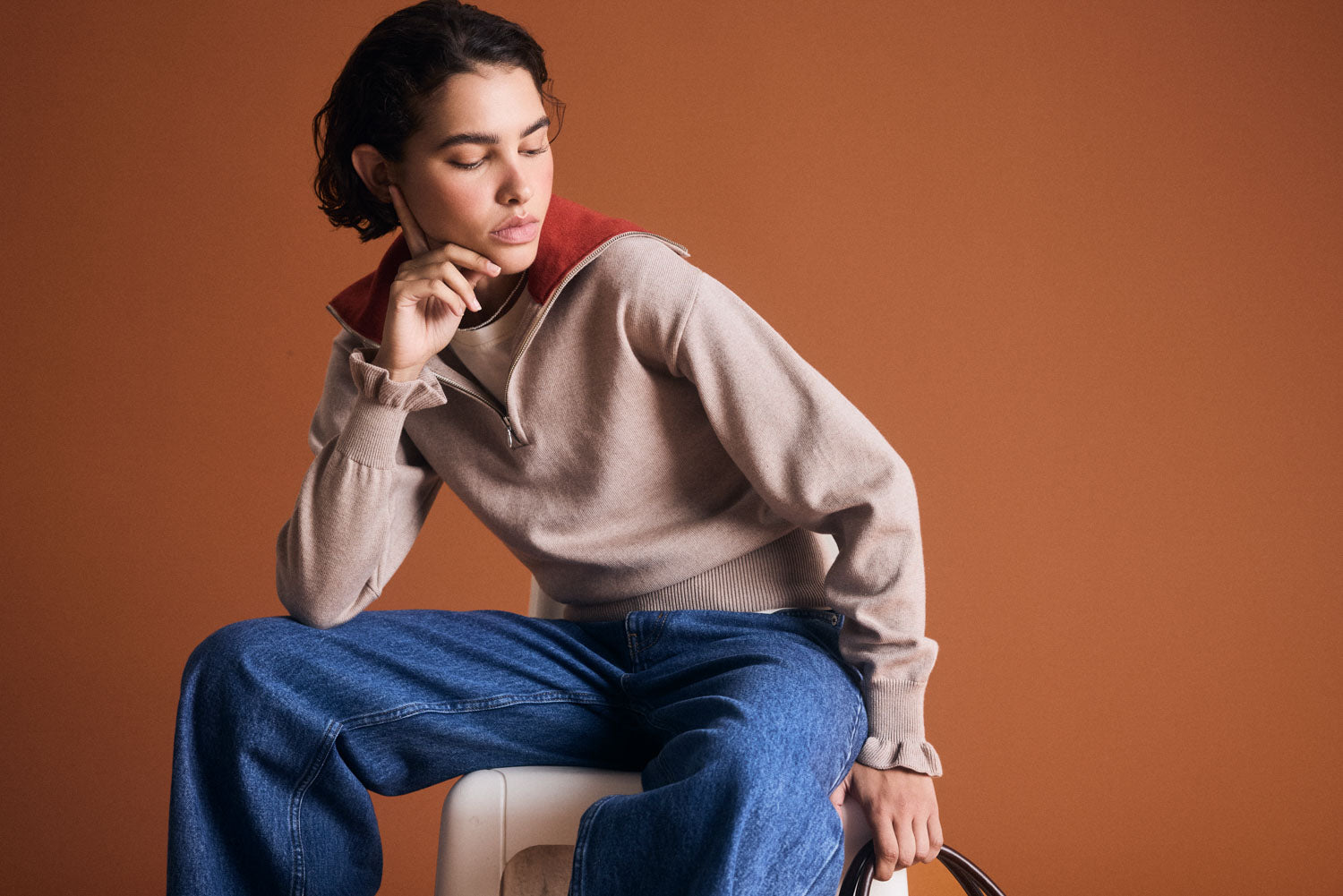 Pull Lila beige et rouille