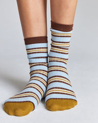 Chaussettes Ella rayures jaune et bleu