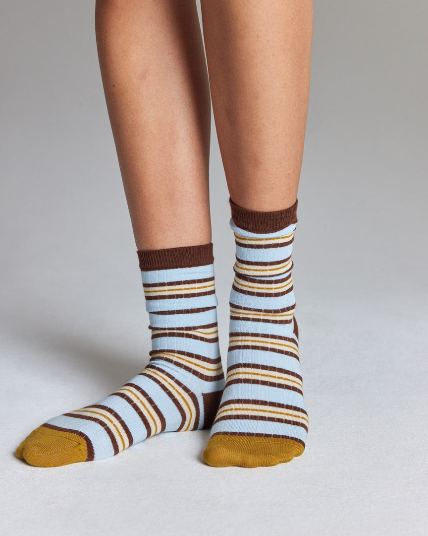 Chaussettes Ella rayures jaune et bleu