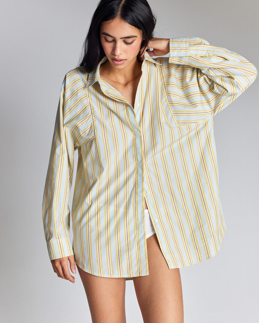 Chemise Eudes rayures bleu et jaune