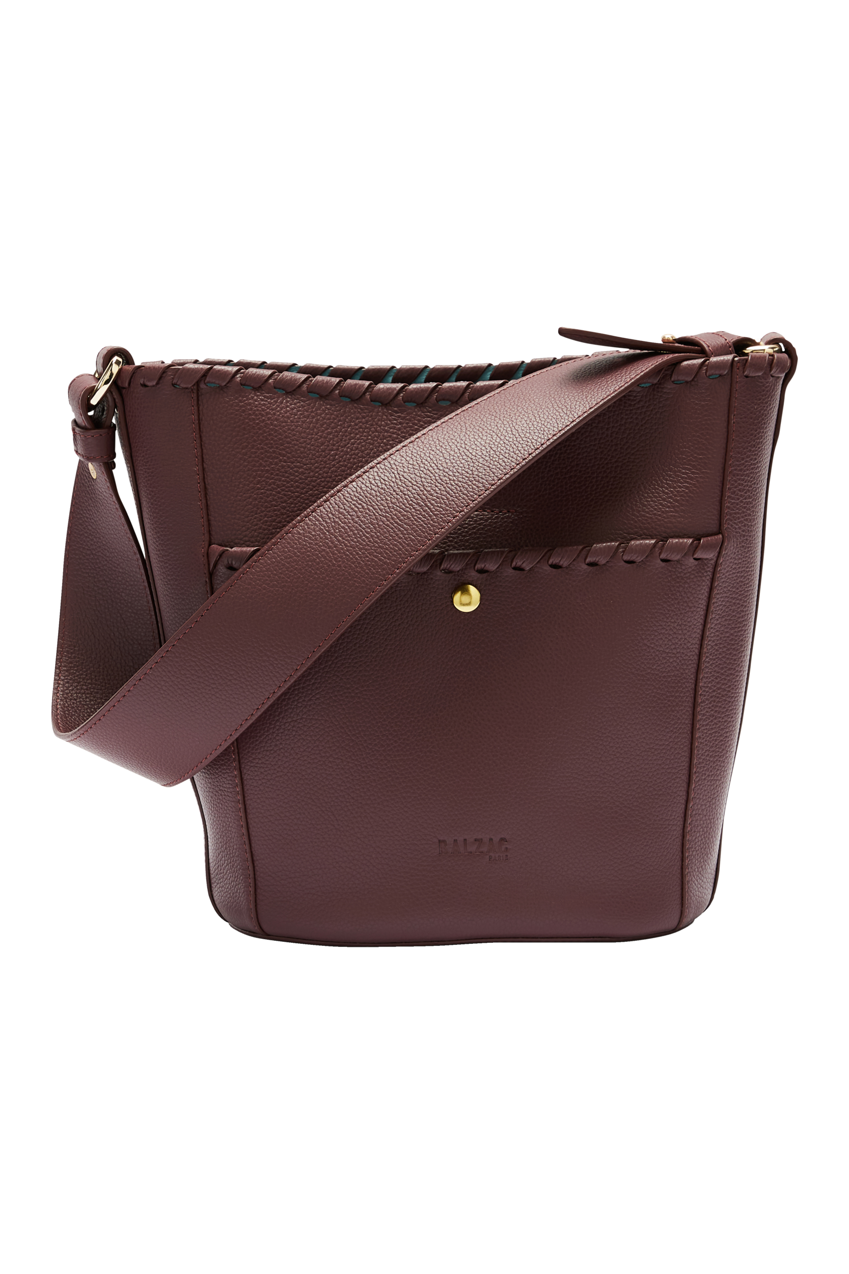 Sac Sofia tressé bordeaux intérieur bleu ciel