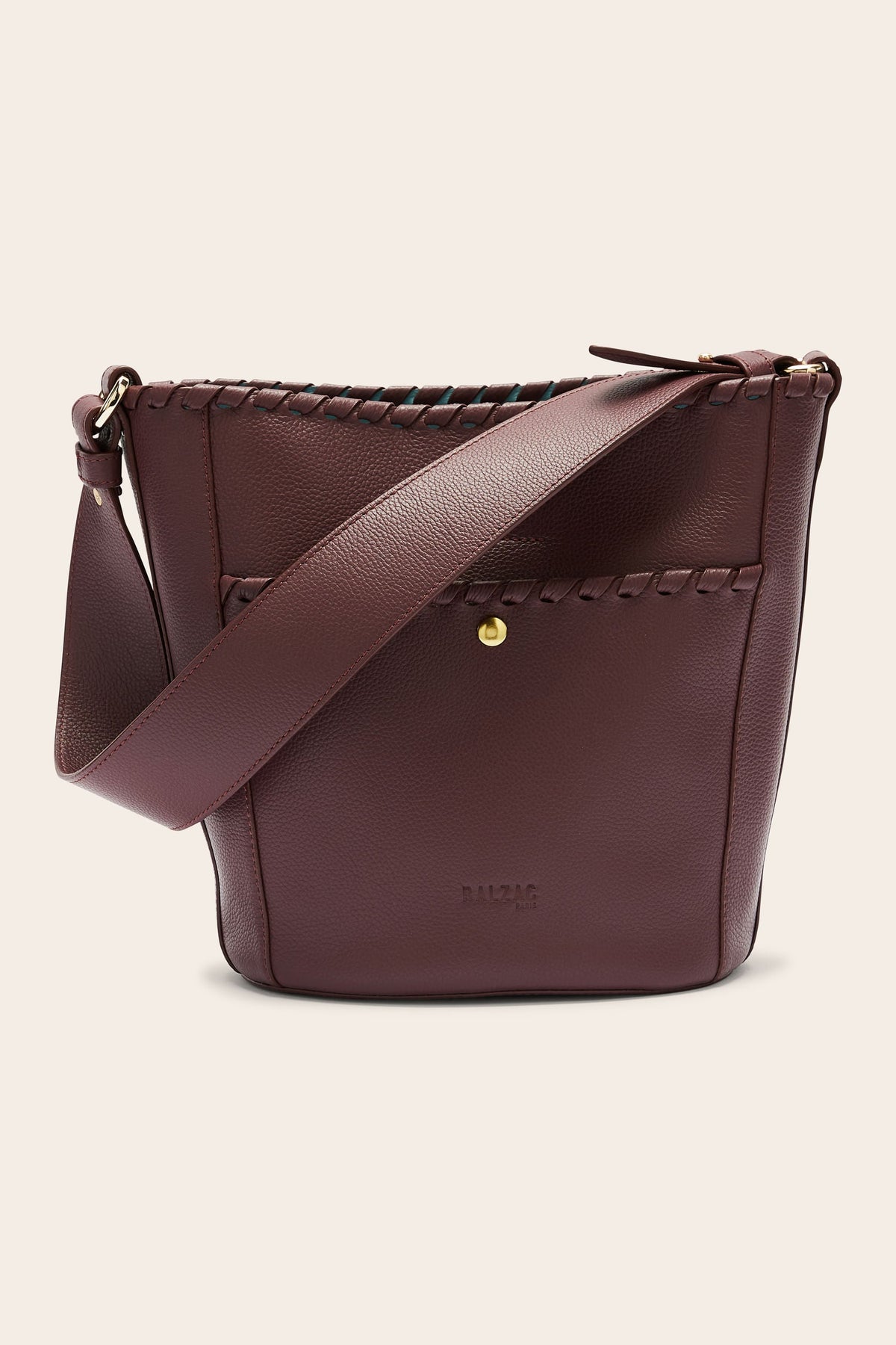 Sac Sofia tressé bordeaux intérieur bleu ciel