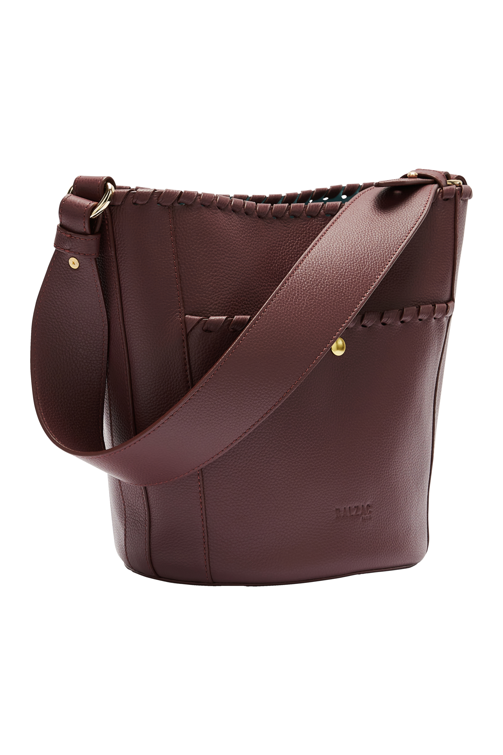 Sac Sofia tressé bordeaux intérieur bleu ciel