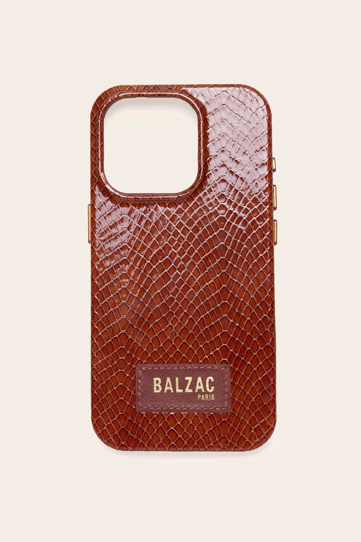 Coque de téléphone cognac embossé Native Union x BP