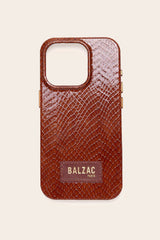 Coque de téléphone cognac embossé Native Union x BP