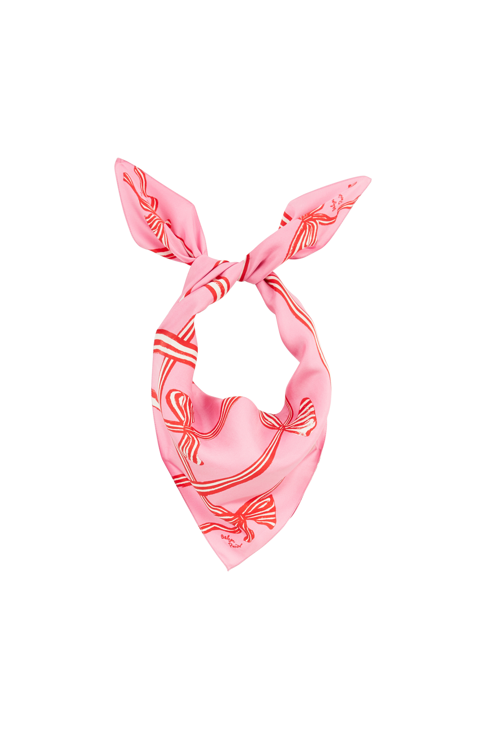 Foulard Kelly nœuds rose et rouge