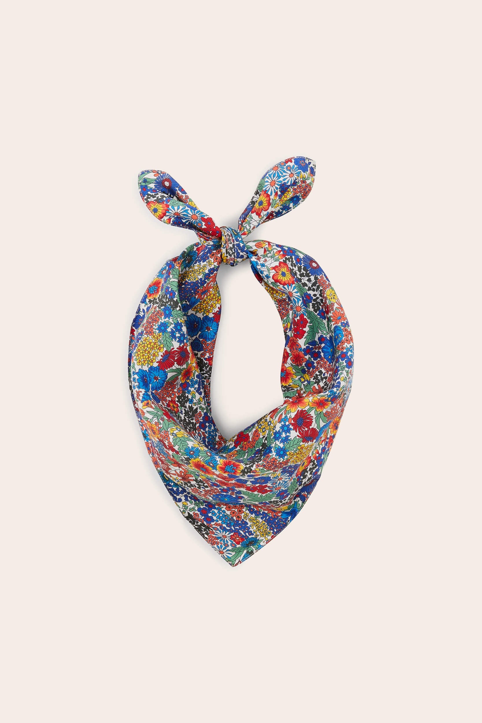 Foulard Kelly en tissu Liberty bleu et jaune