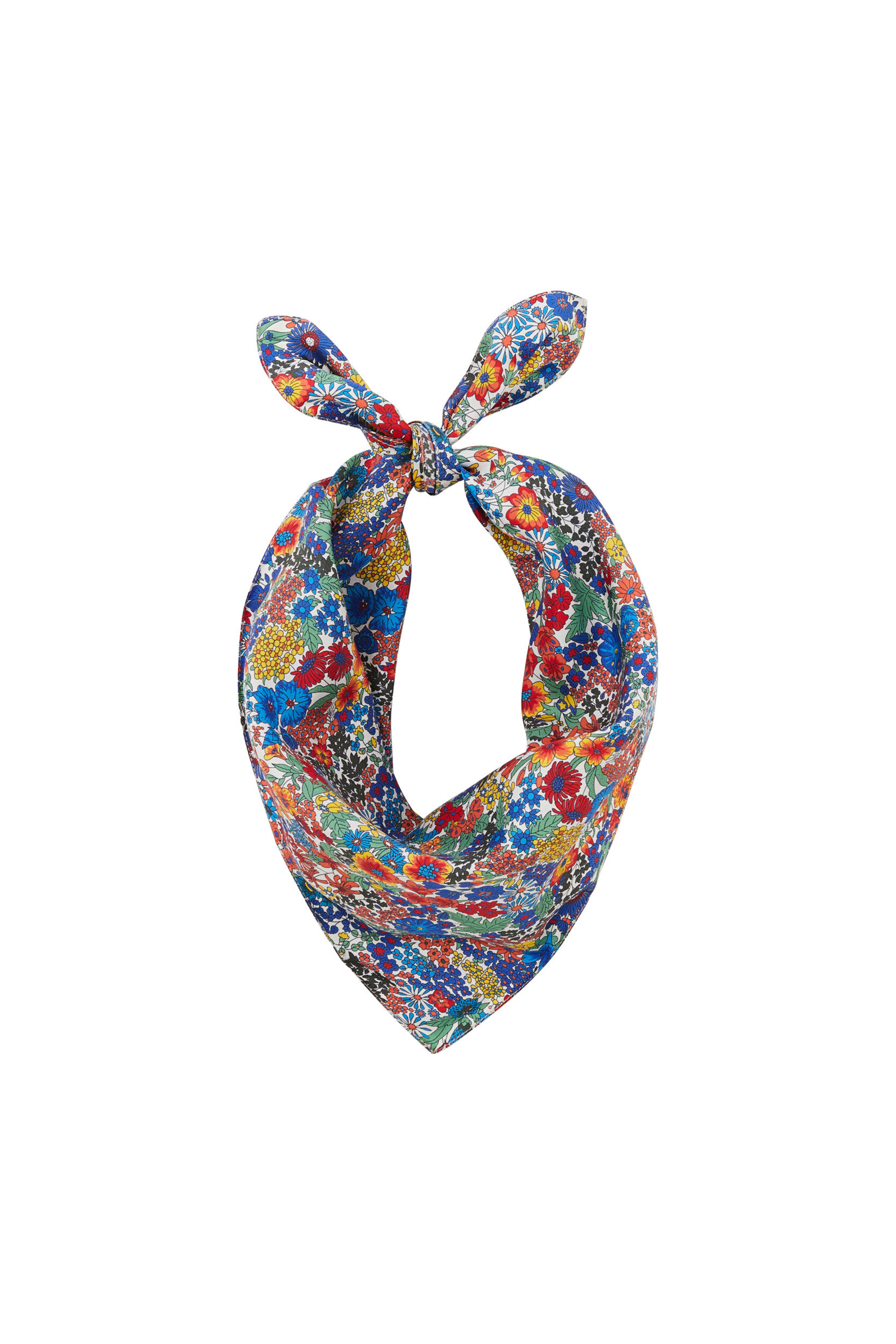 Foulard Kelly en tissu Liberty bleu et jaune