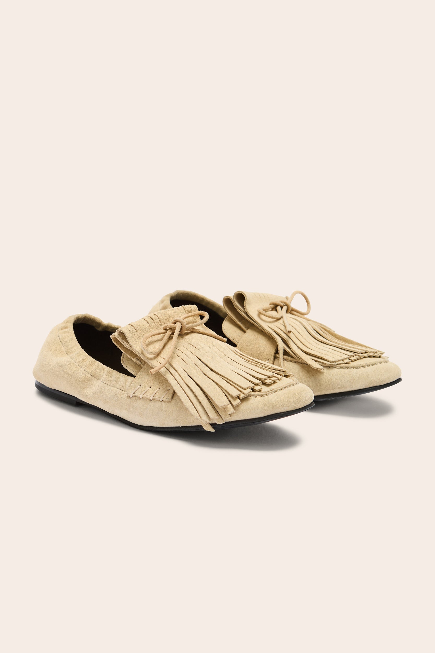 Mocassins Alix frange croûte de cuir sable