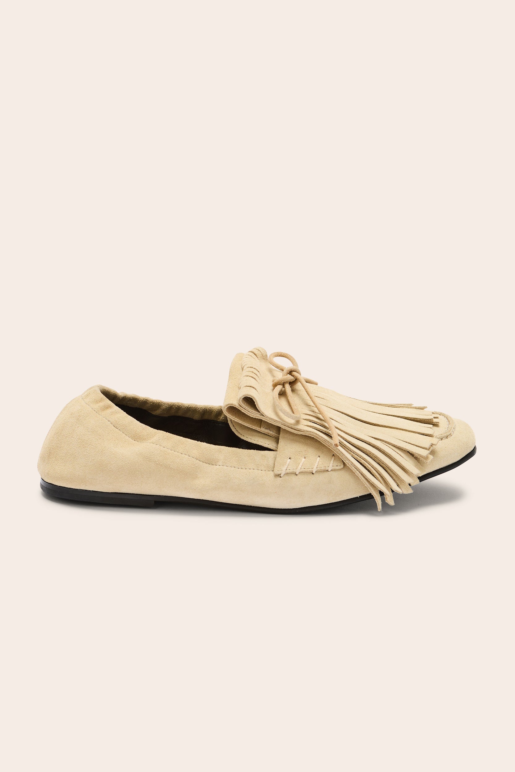 Mocassins Alix frange croûte de cuir sable