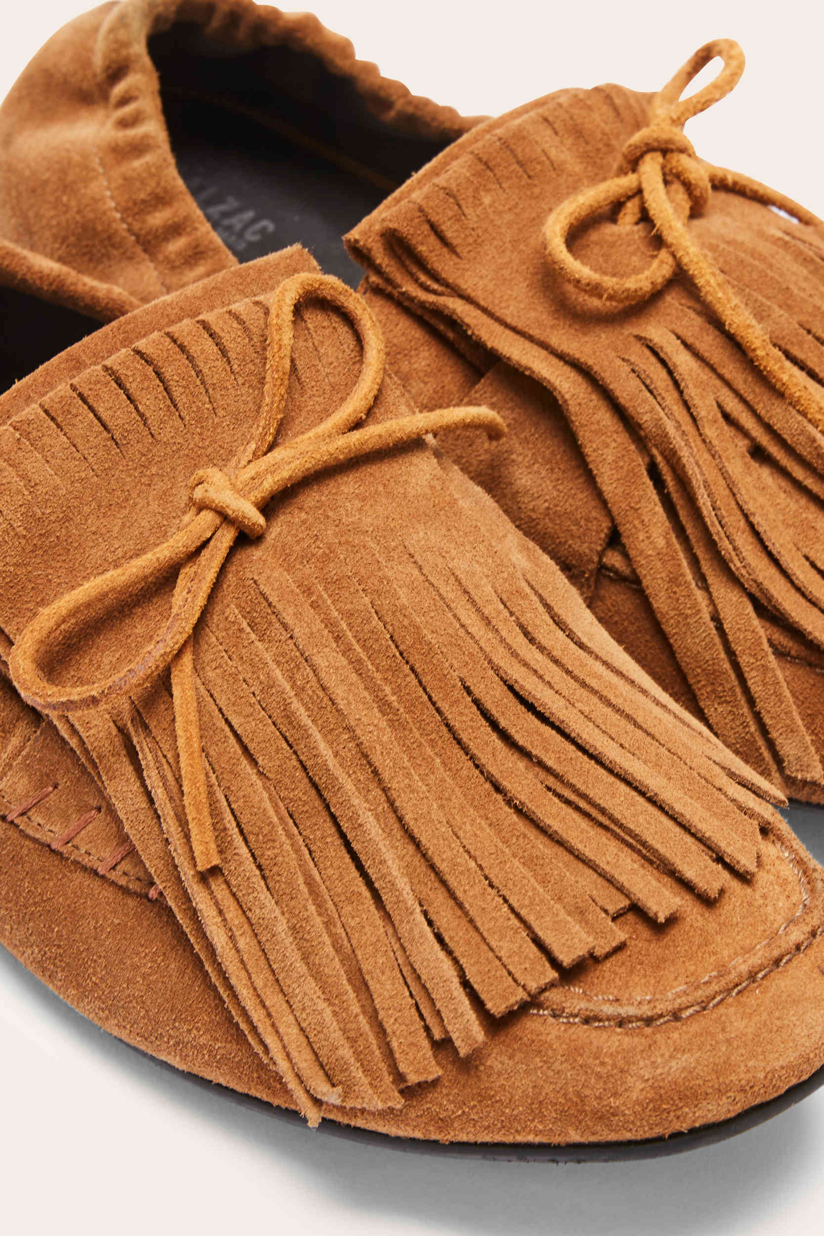 Mocassins Alix franges croûte de cuir noisette