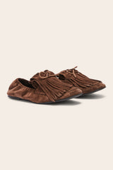 Mocassins Alix franges croûte de cuir moka