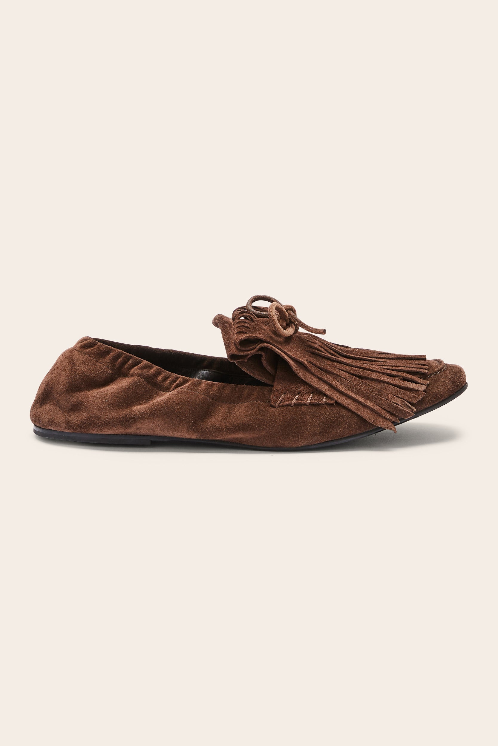 Mocassins Alix franges croûte de cuir moka