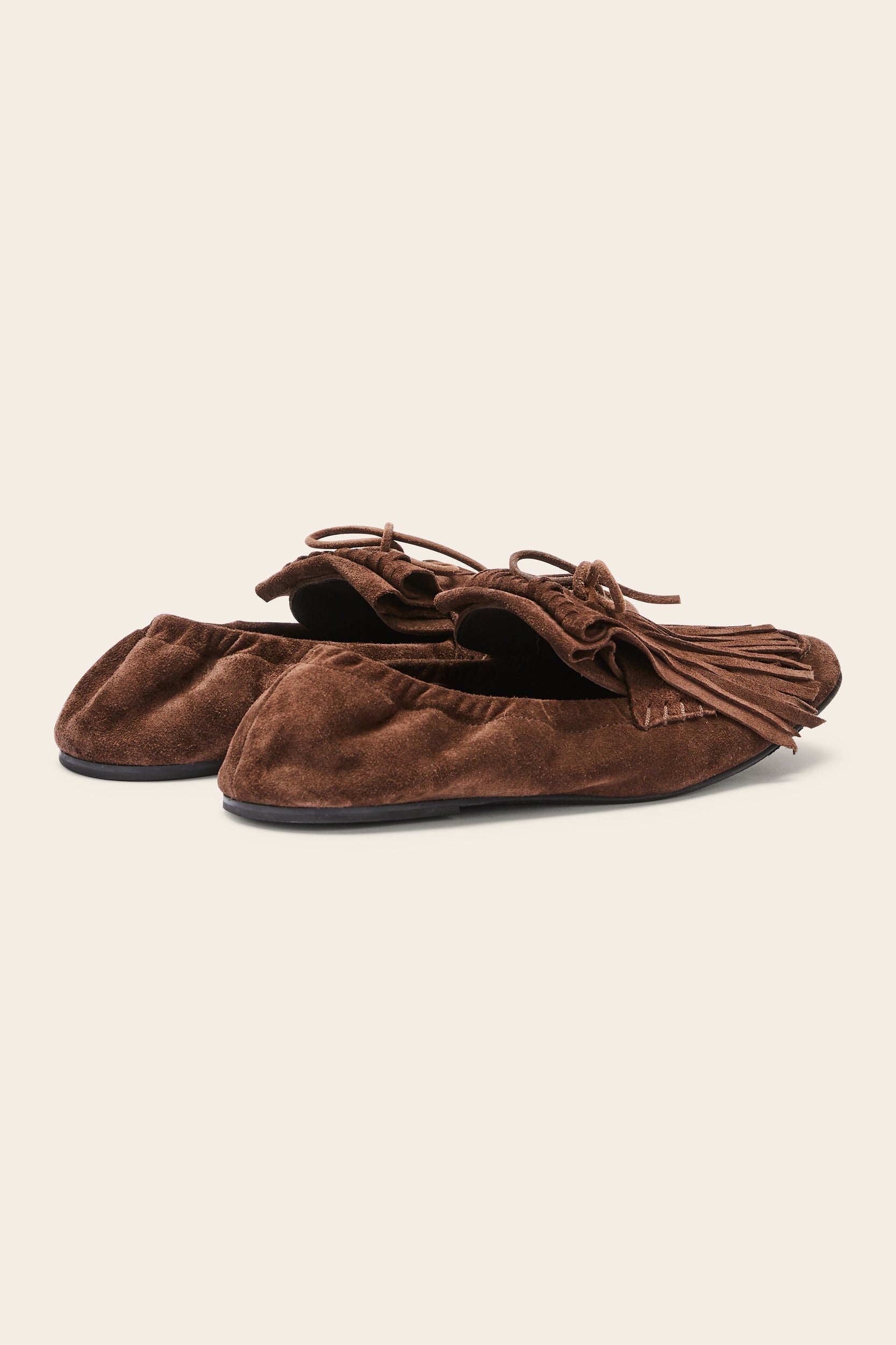 Mocassins Alix franges croûte de cuir moka
