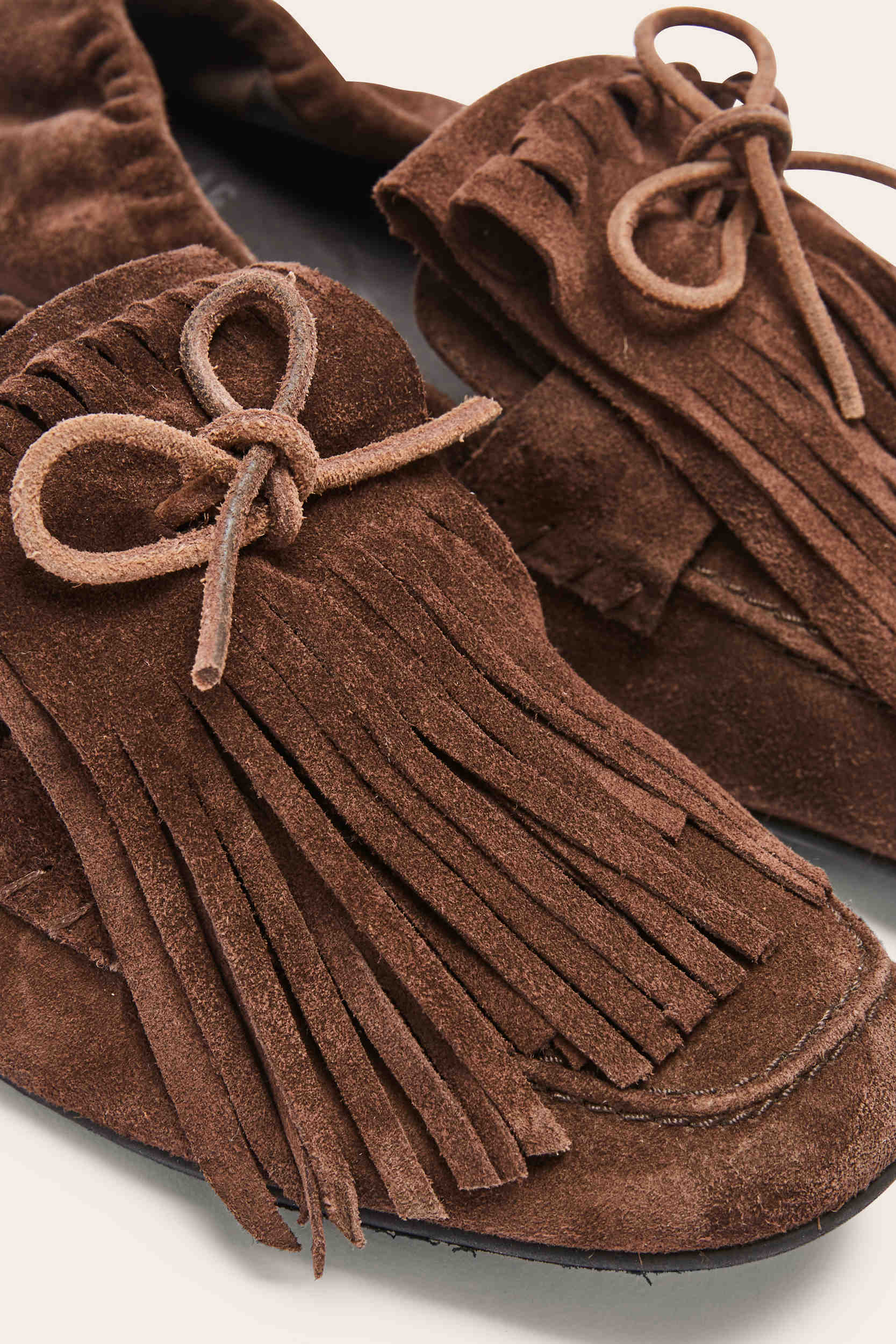 Mocassins Alix franges croûte de cuir moka