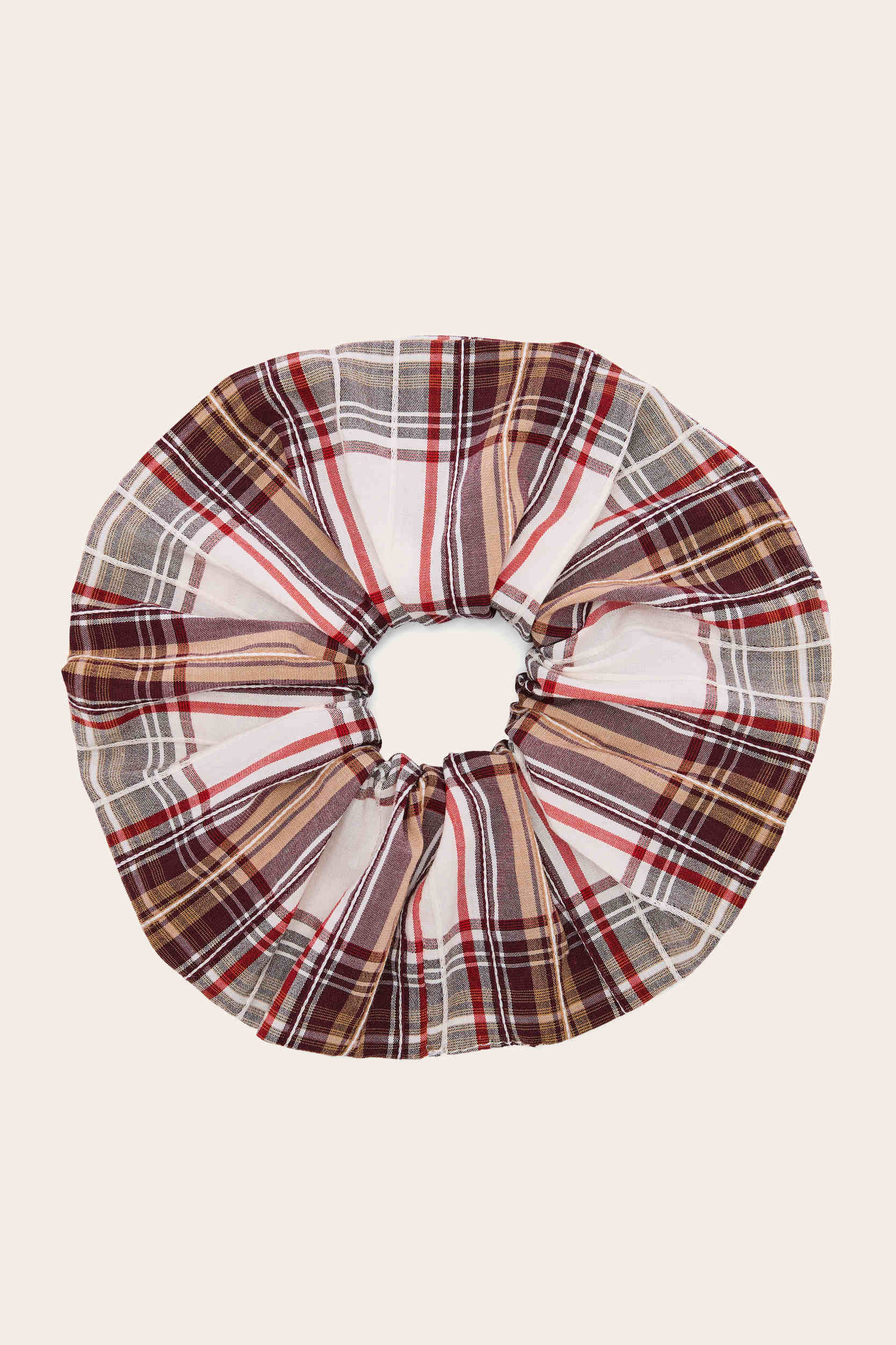 Chouchou Billy XL tartan rouge et beige