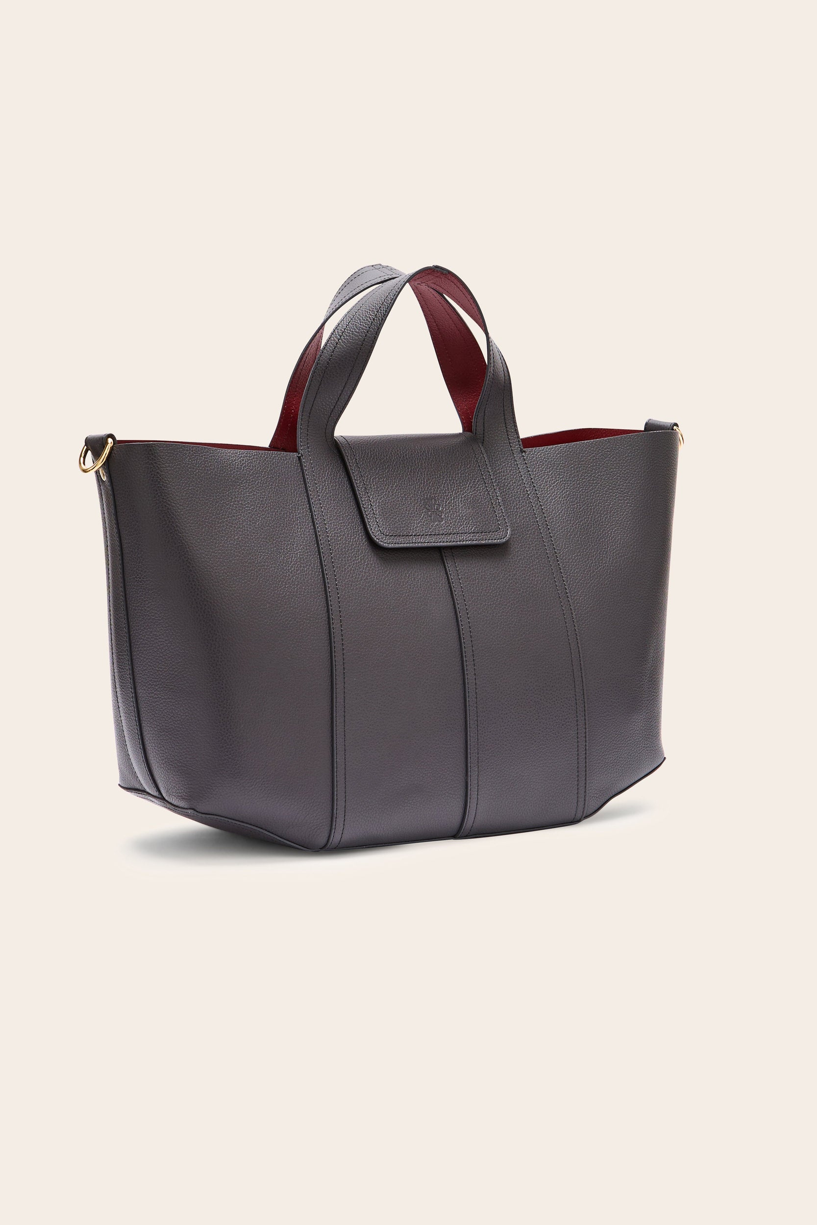 Cabas Esteban gris anthracite et lie de vin