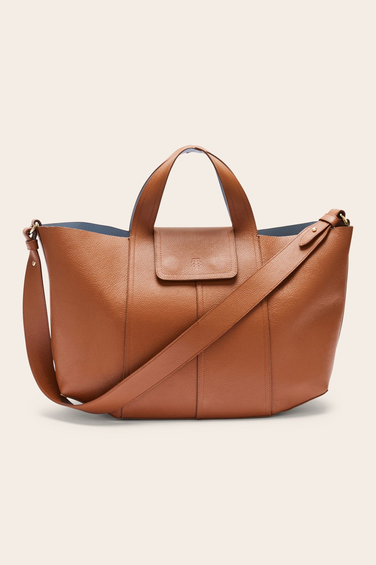 Cabas Esteban camel et bleu gris