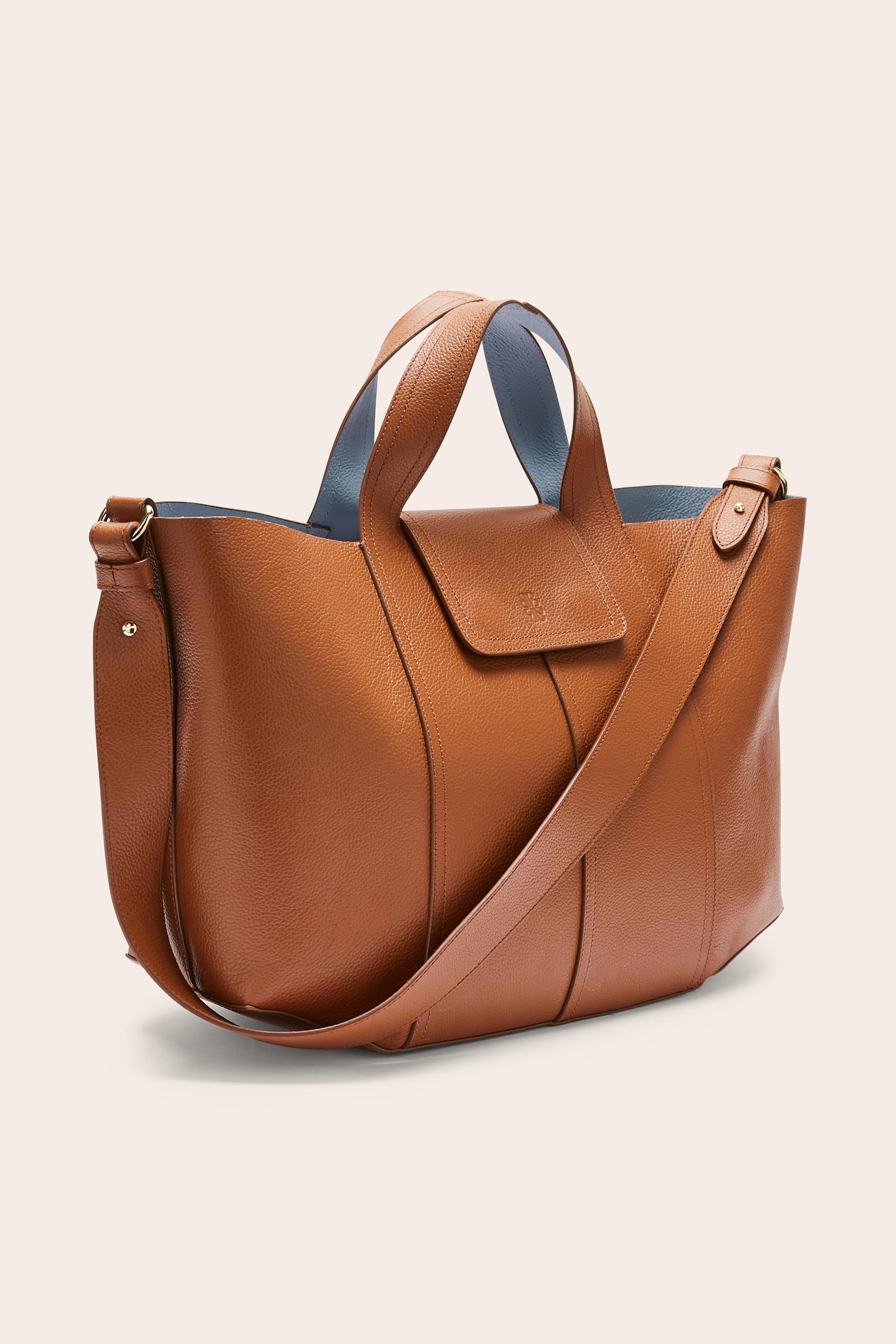 Cabas Esteban camel et bleu gris